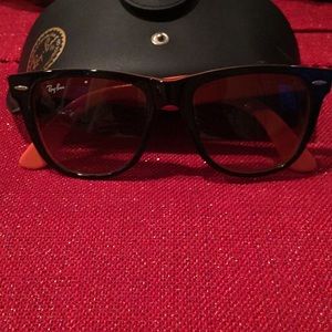 Ray Ban Black Orange Sunglasses Made in Italy 🇮🇹 Never Used